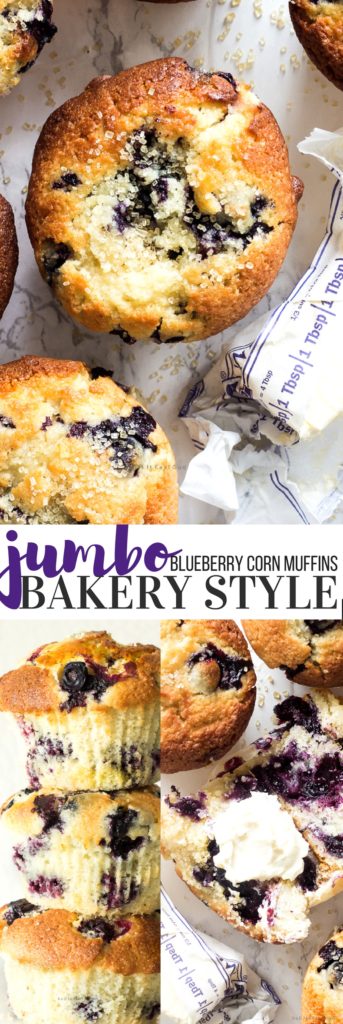 Bakery Style Jumbo Blueberry Corn Muffins - Whisk It Real Gud