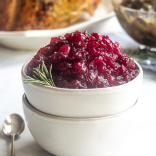a bowl of cranberry sauce