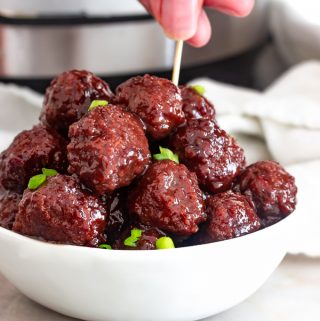 Grape jelly Meatballs in a bowl