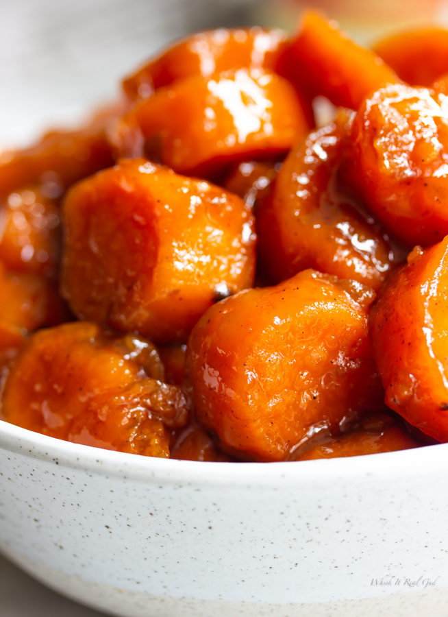Bowl of stovetop candied yams 