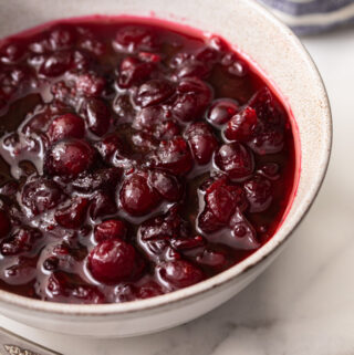 A bowl of maple cranberry sauce