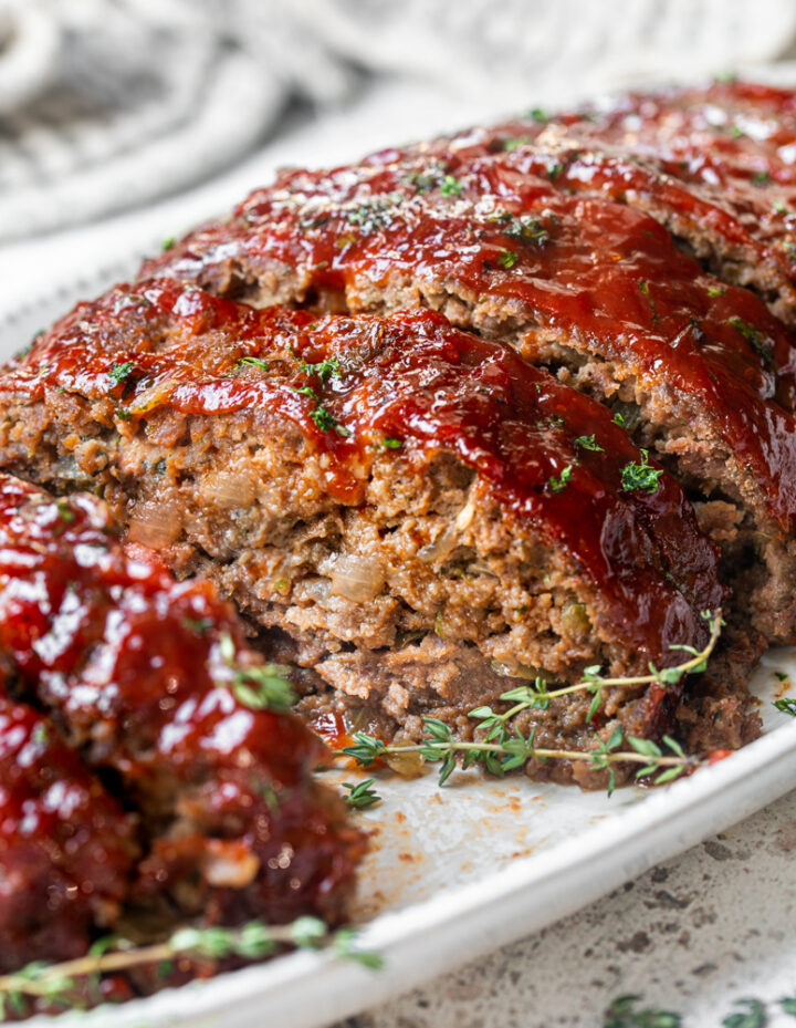 A photo of southern meatloaf on a serving platter 