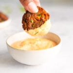 Southern black-eyed pea patty with a Cajun dipping sauce.